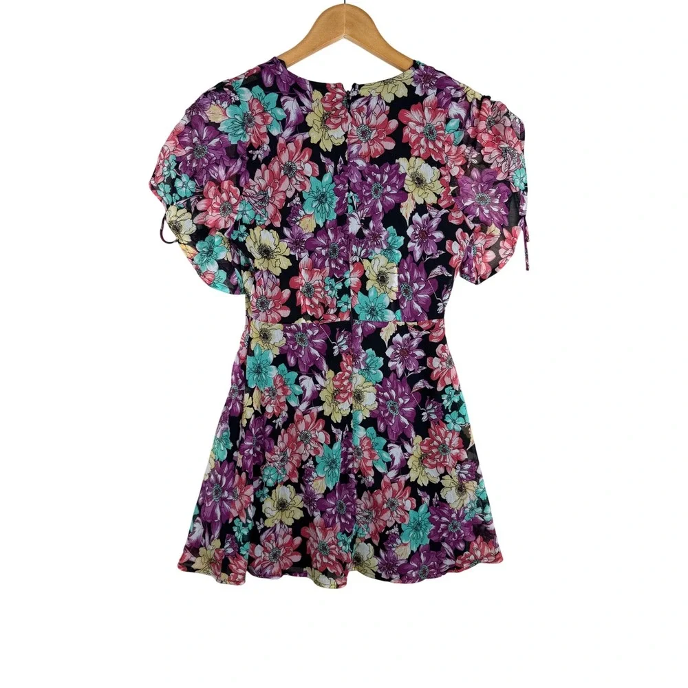 Lulus Foral Print Fond Feelings Mini Dress size‎ Small Black/Multi color_4